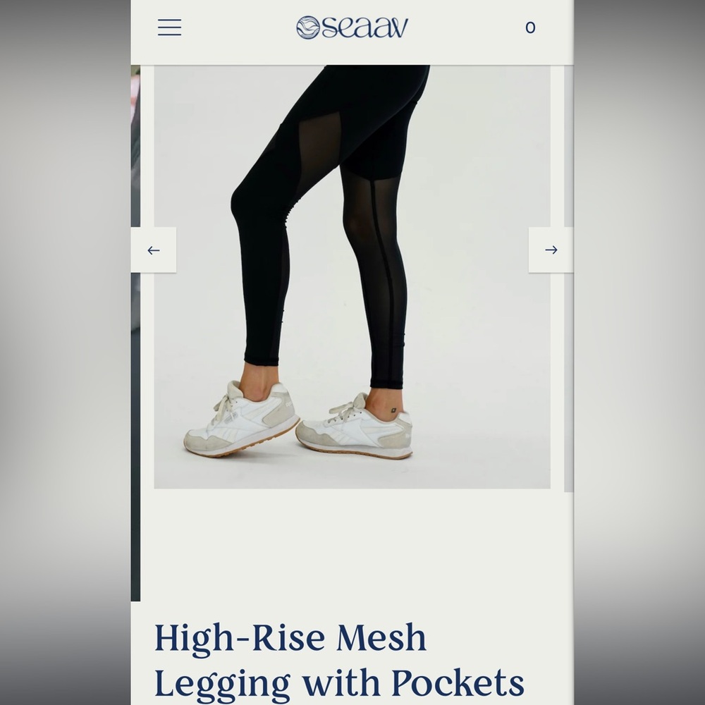 Seaav Women’s Size Large Black High Rise Mesh Leggings With Pockets